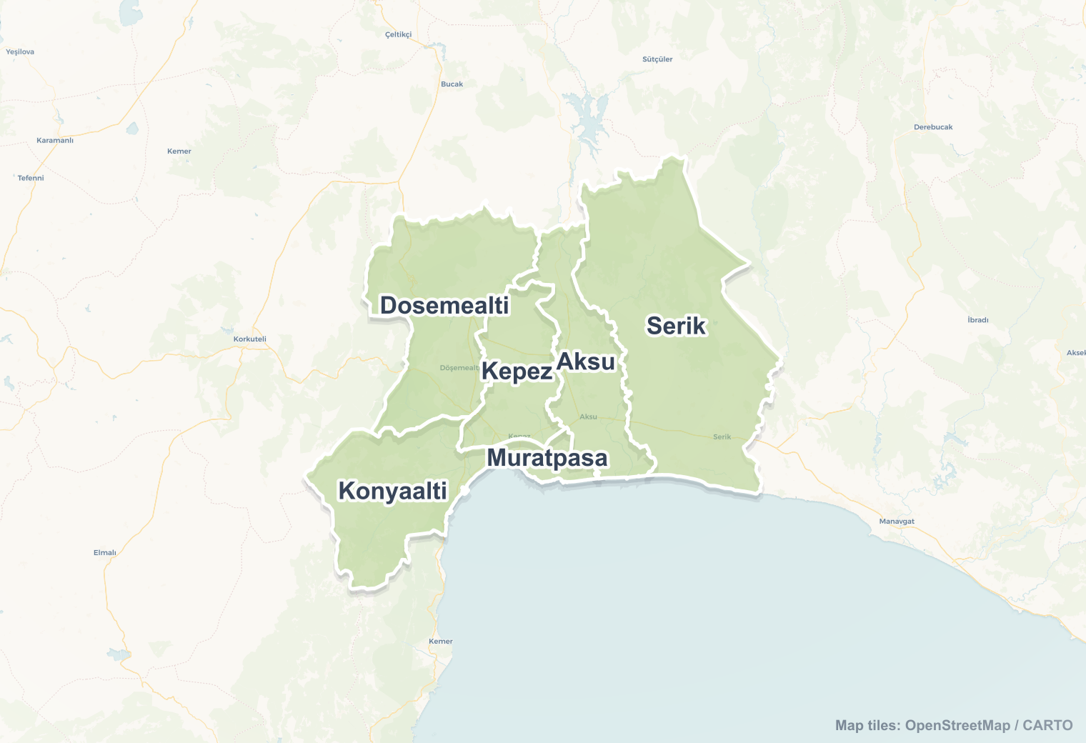 Antalya safety map showing safe areas and districts to check before booking