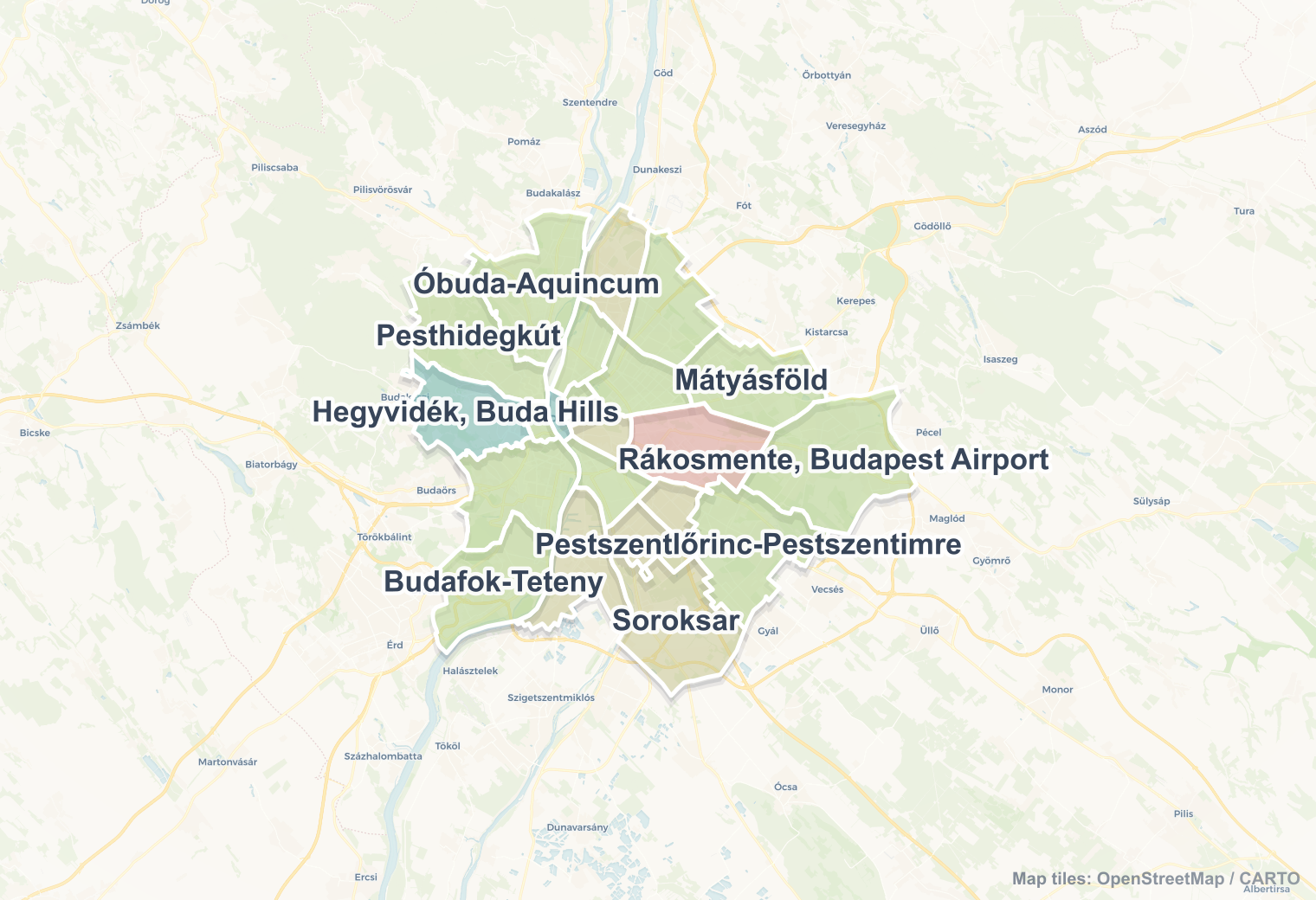 Budapest safety map showing safe areas and districts to check before booking