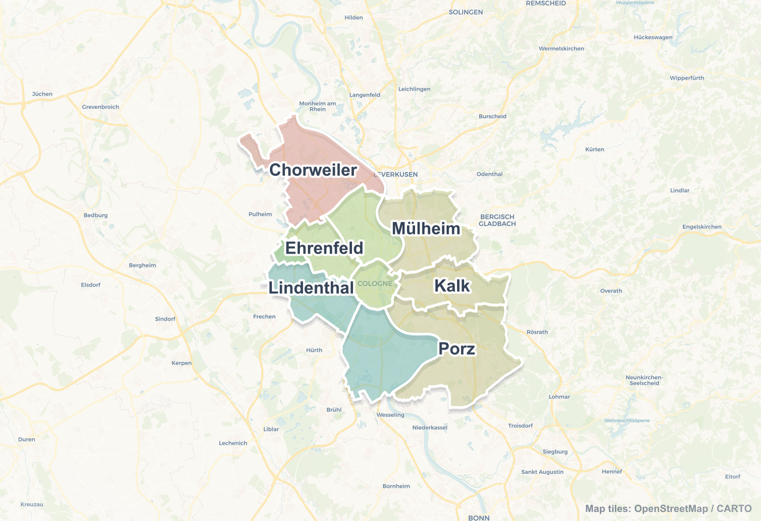 Cologne safety map showing safe areas and districts to check before booking