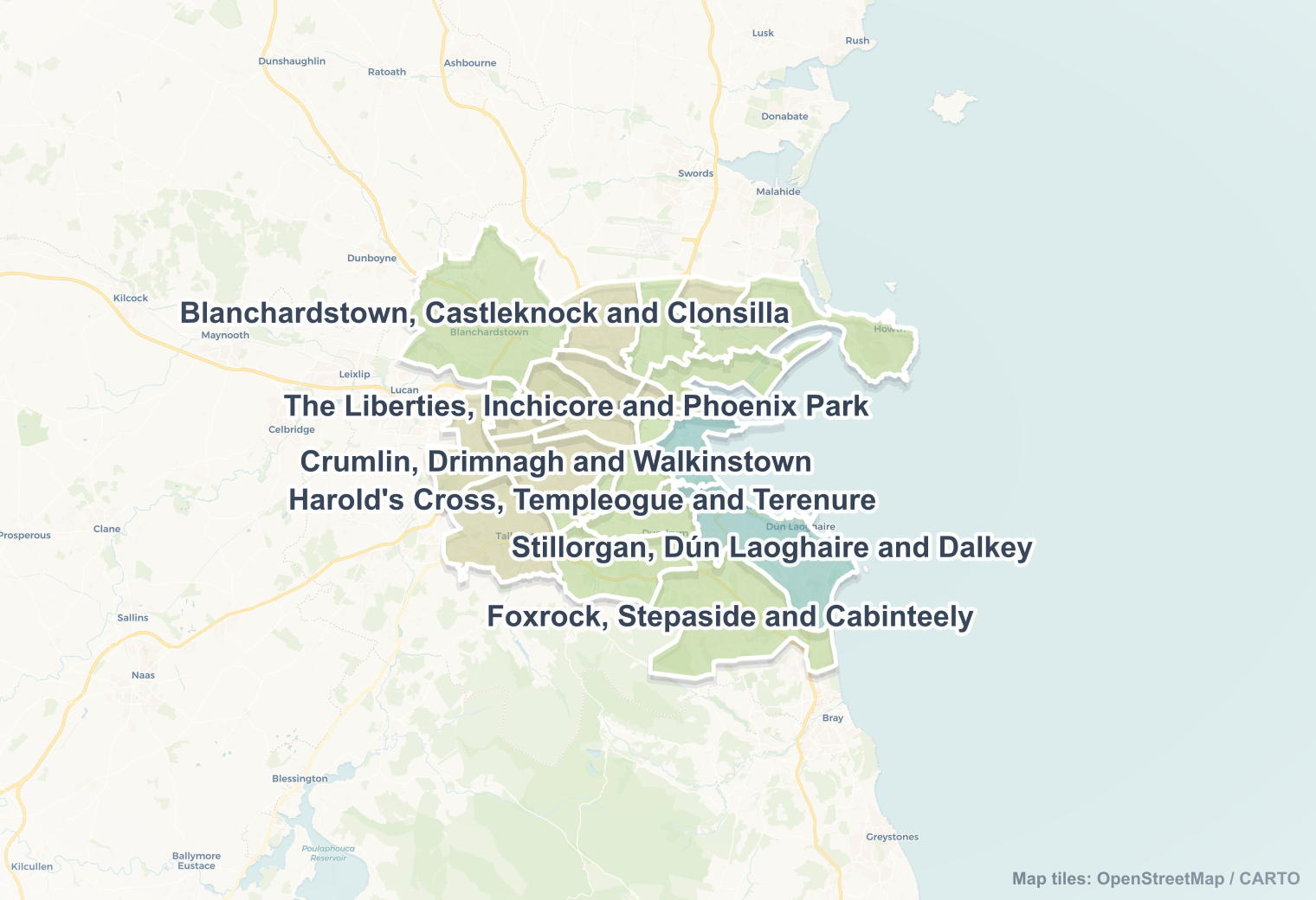 Dublin safety map showing safe areas and districts to check before booking