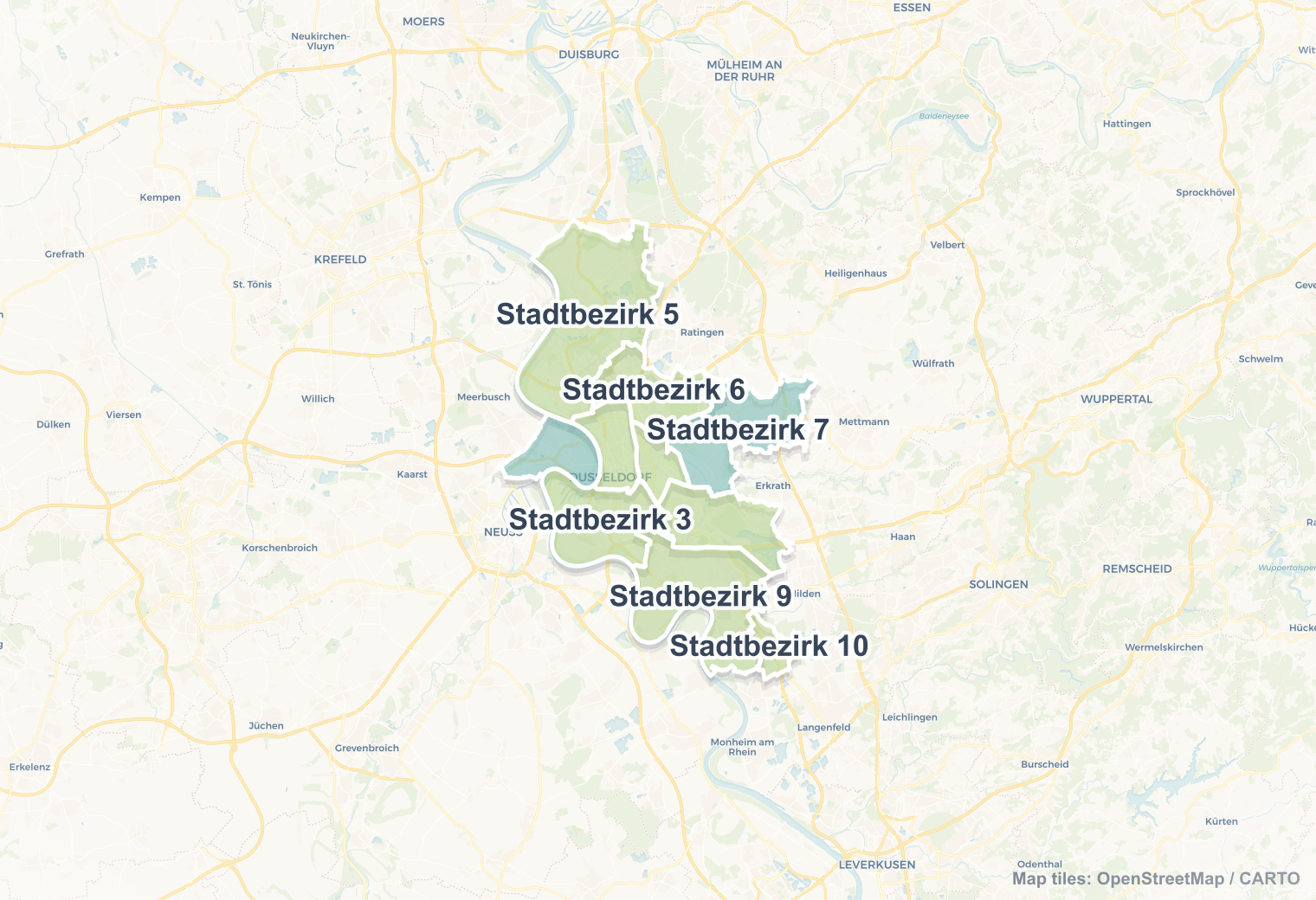 Dusseldorf safety map showing safe areas and districts to check before booking