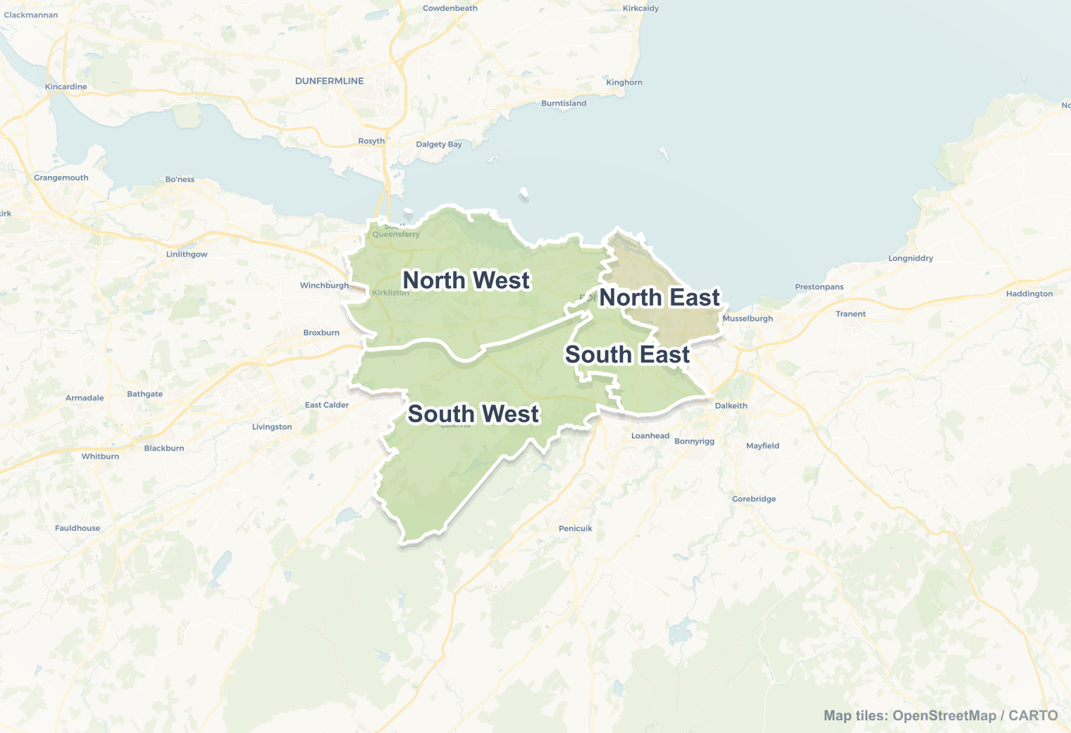 Edinburgh safety map showing safe areas and districts to check before booking
