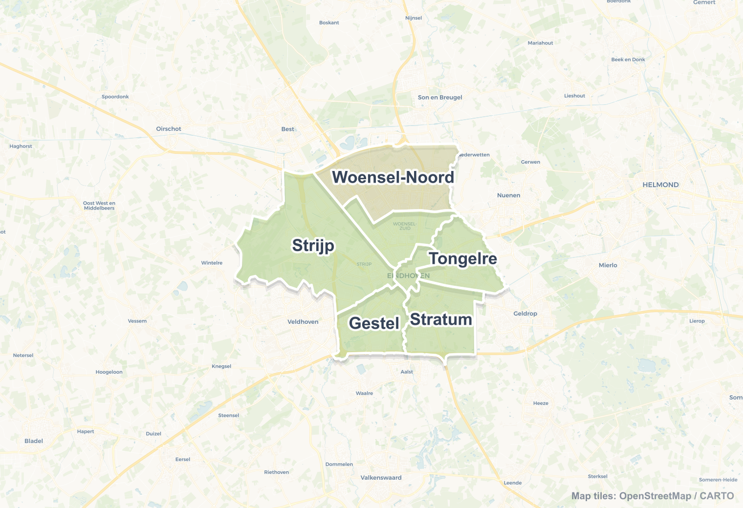 Eindhoven safety map showing safe areas and districts to check before booking