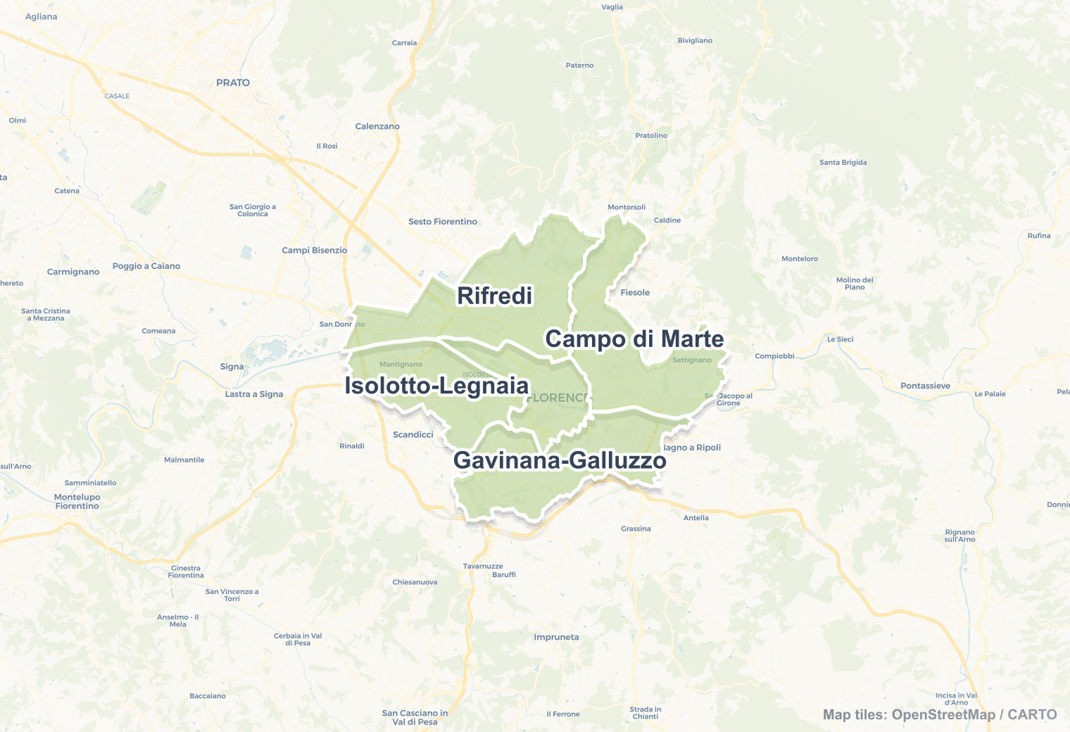 Florence safety map showing safe areas and districts to check before booking