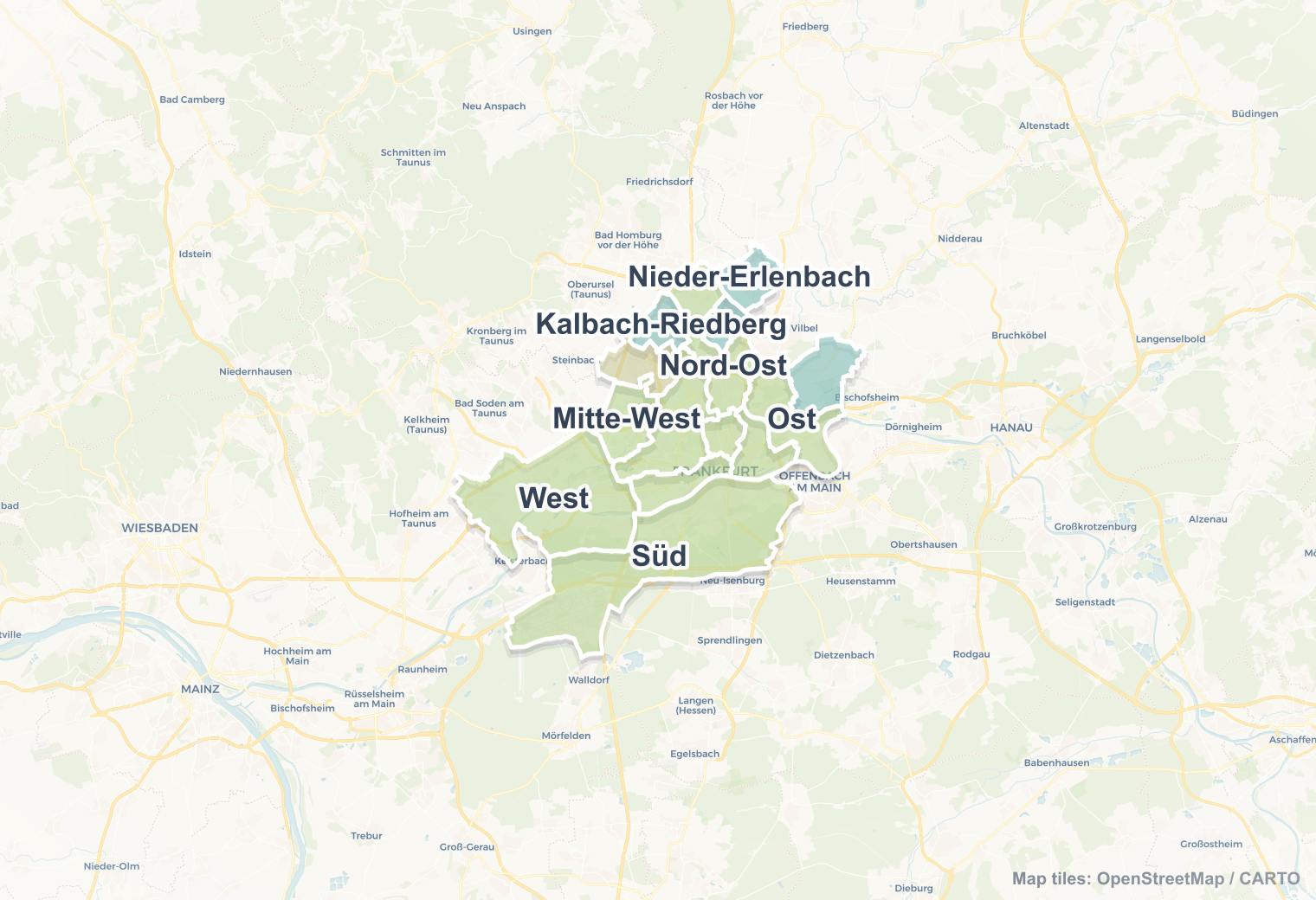Frankfurt safety map showing safe areas and districts to check before booking