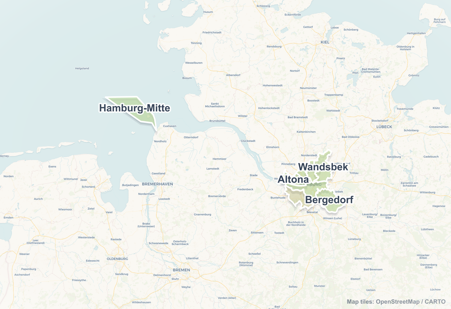 Hamburg safety map showing safe areas and districts to check before booking