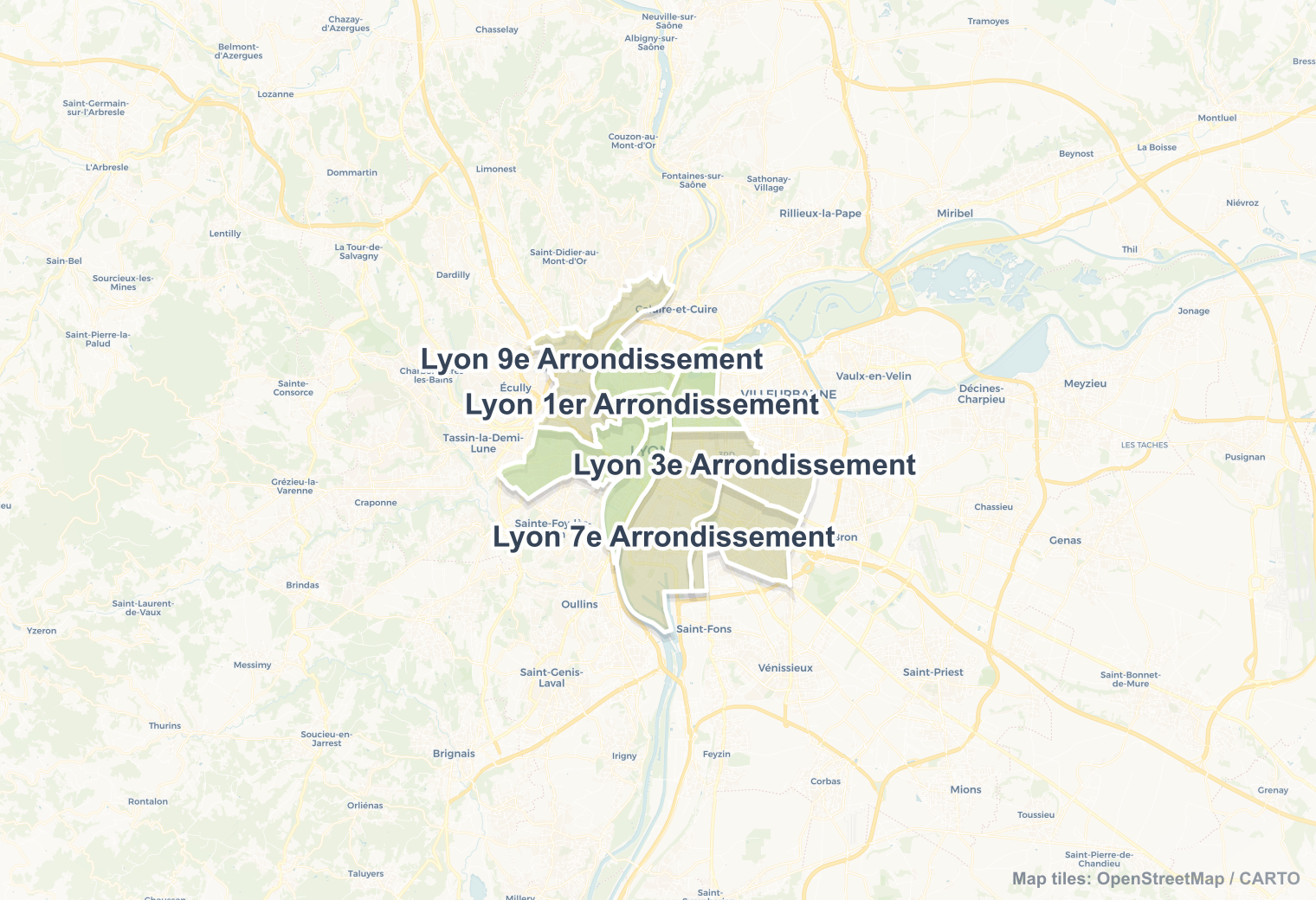 Lyon safety map showing safe areas and districts to check before booking