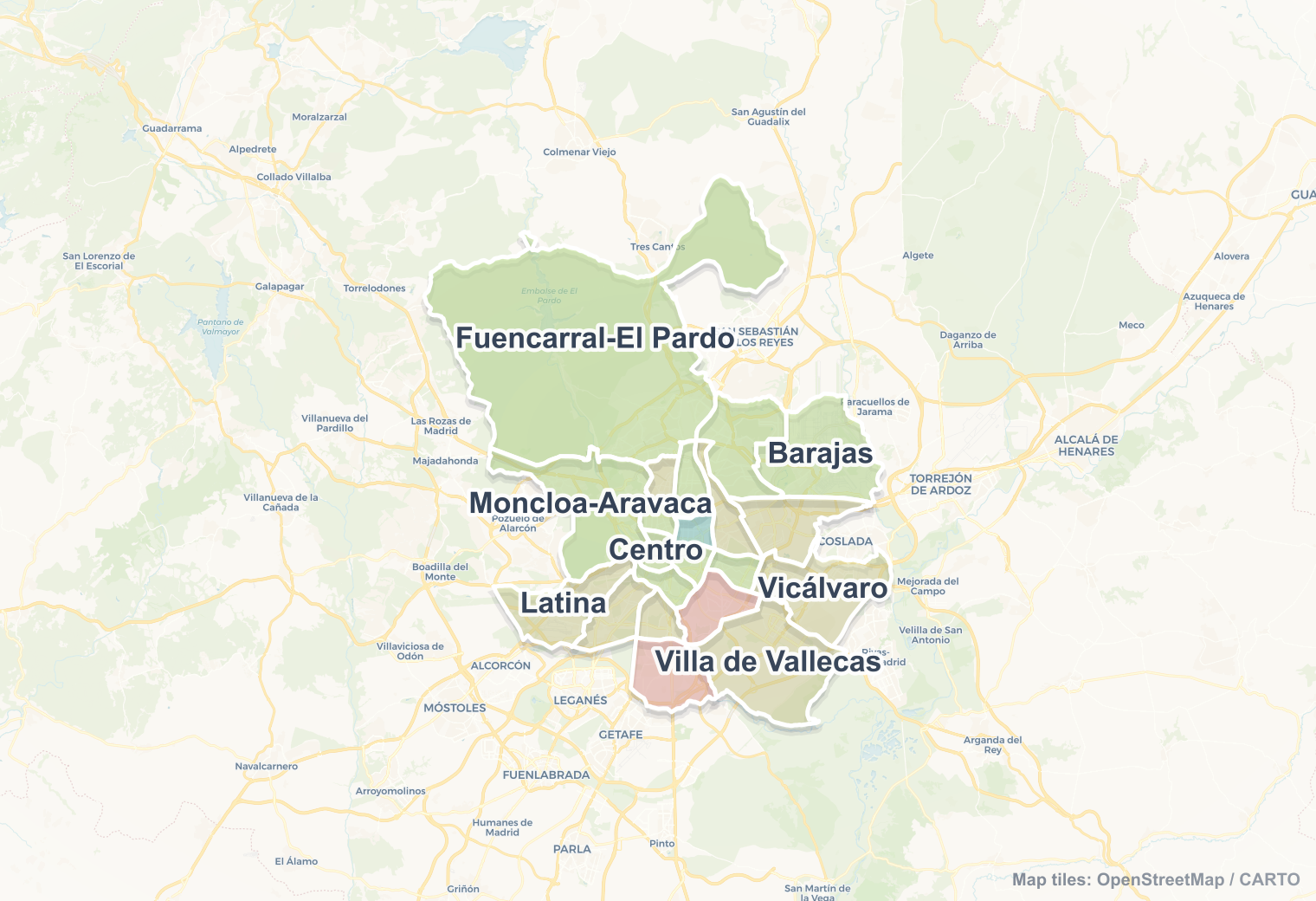 Madrid safety map showing safe areas and districts to check before booking