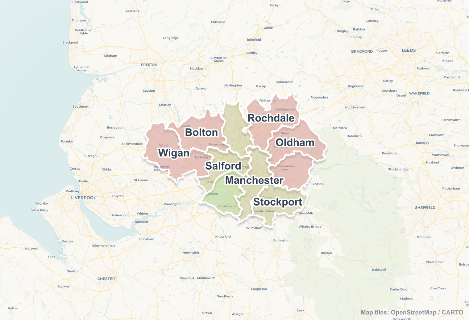 Manchester safety map showing safe areas and districts to check before booking