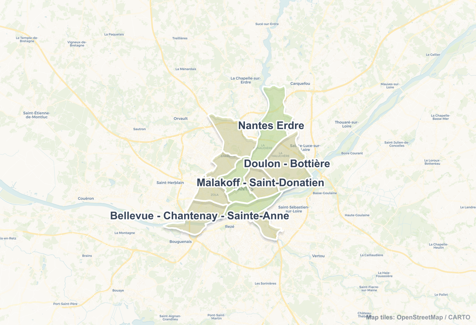 Nantes safety map showing safe areas and districts to check before booking