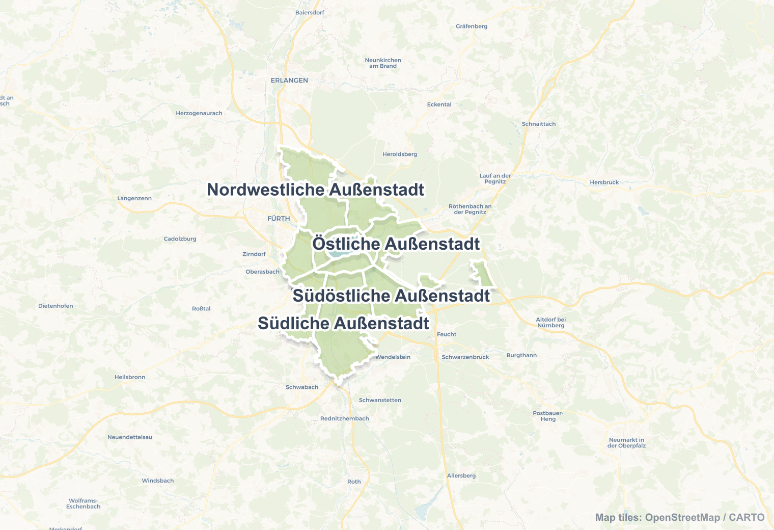 Nuremberg safety map showing safe areas and districts to check before booking
