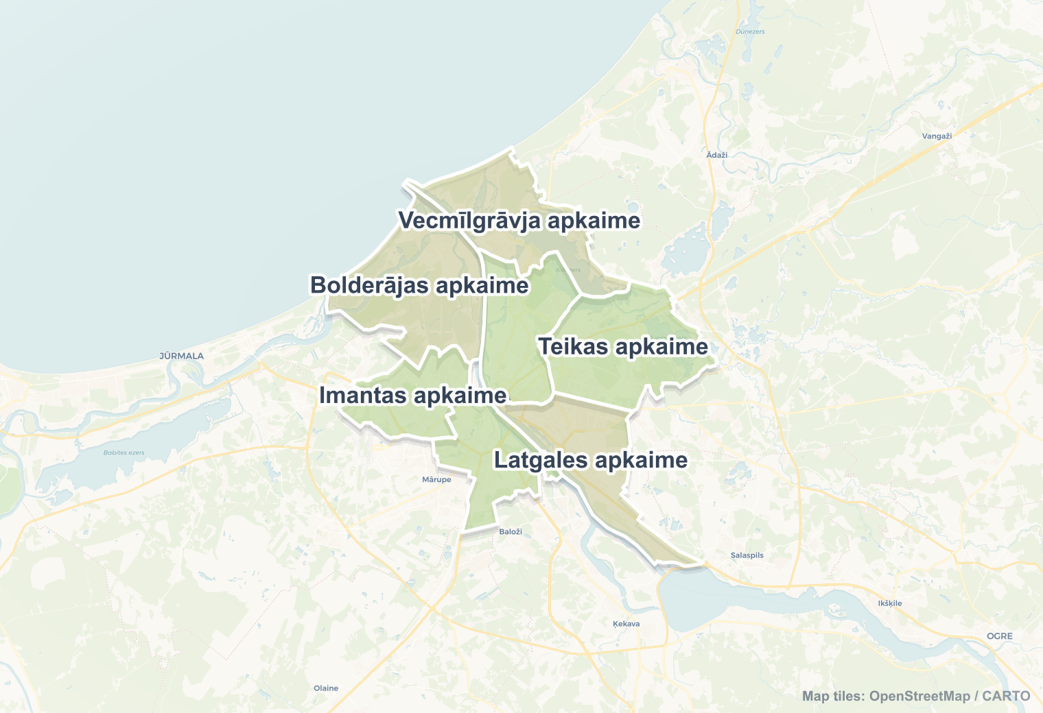 Riga safety map showing safe areas and districts to check before booking