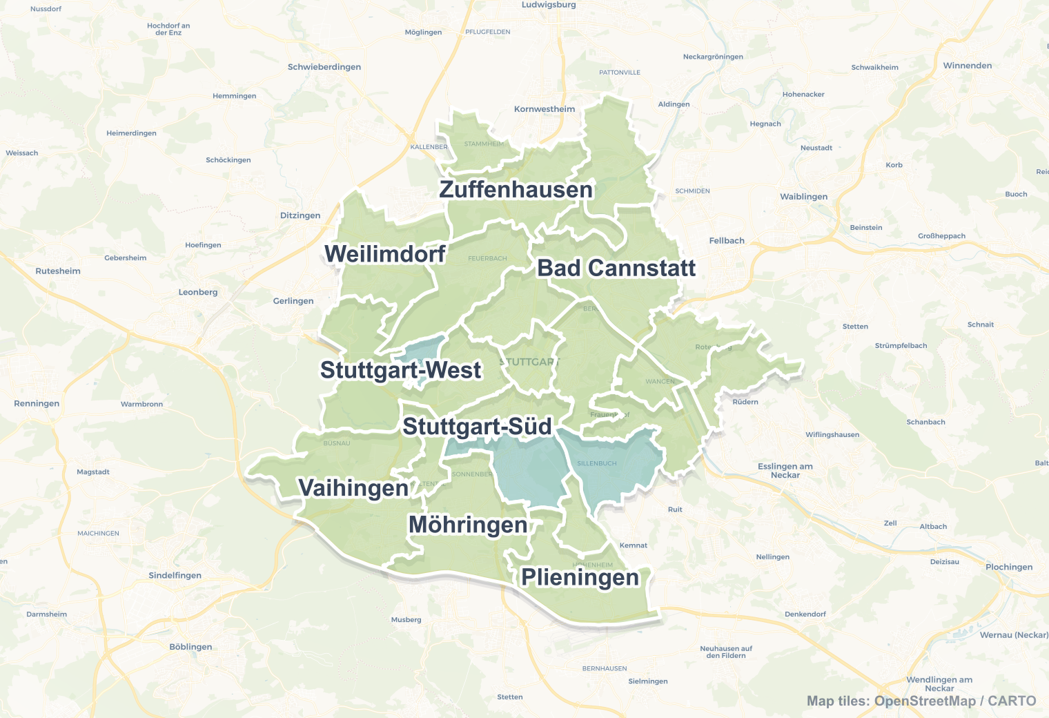 Stuttgart safety map showing safe areas and districts to check before booking