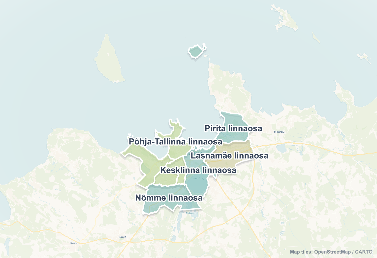 Tallinn safety map showing safe areas and districts to check before booking