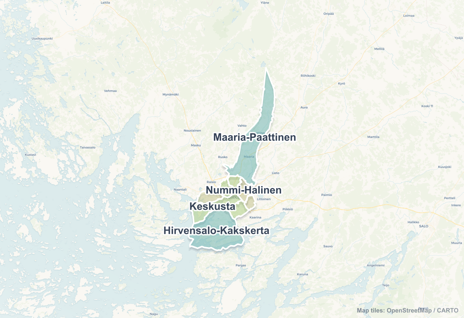 Turku safety map showing safe areas and districts to check before booking