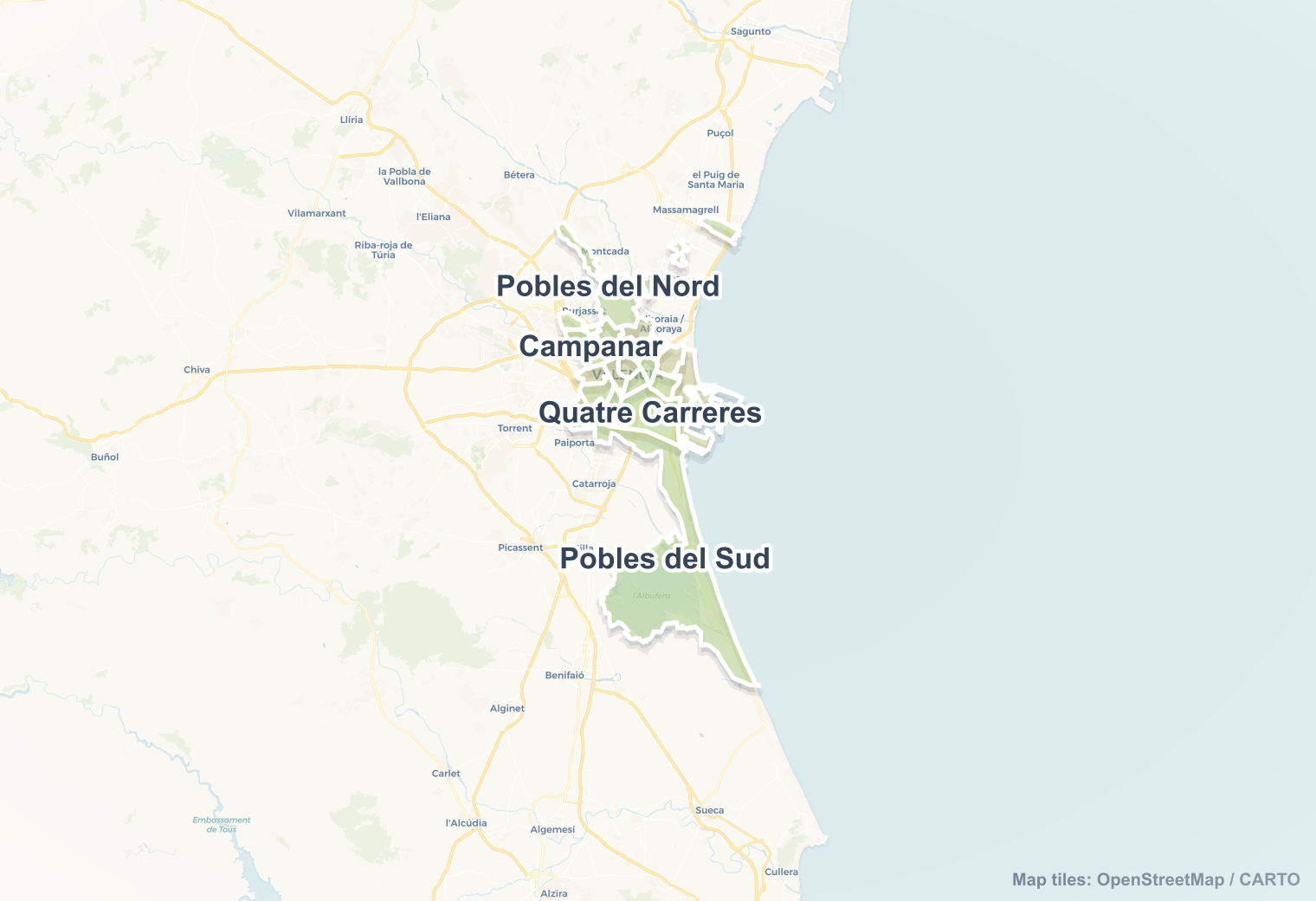 Valencia safety map showing safe areas and districts to check before booking