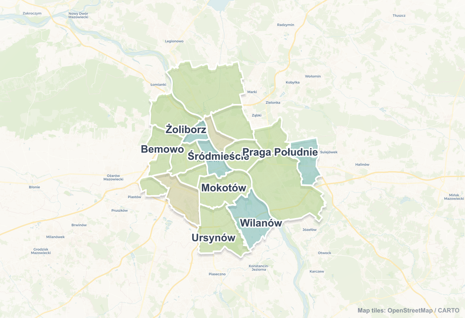 Warsaw safety map showing safe areas and districts to check before booking