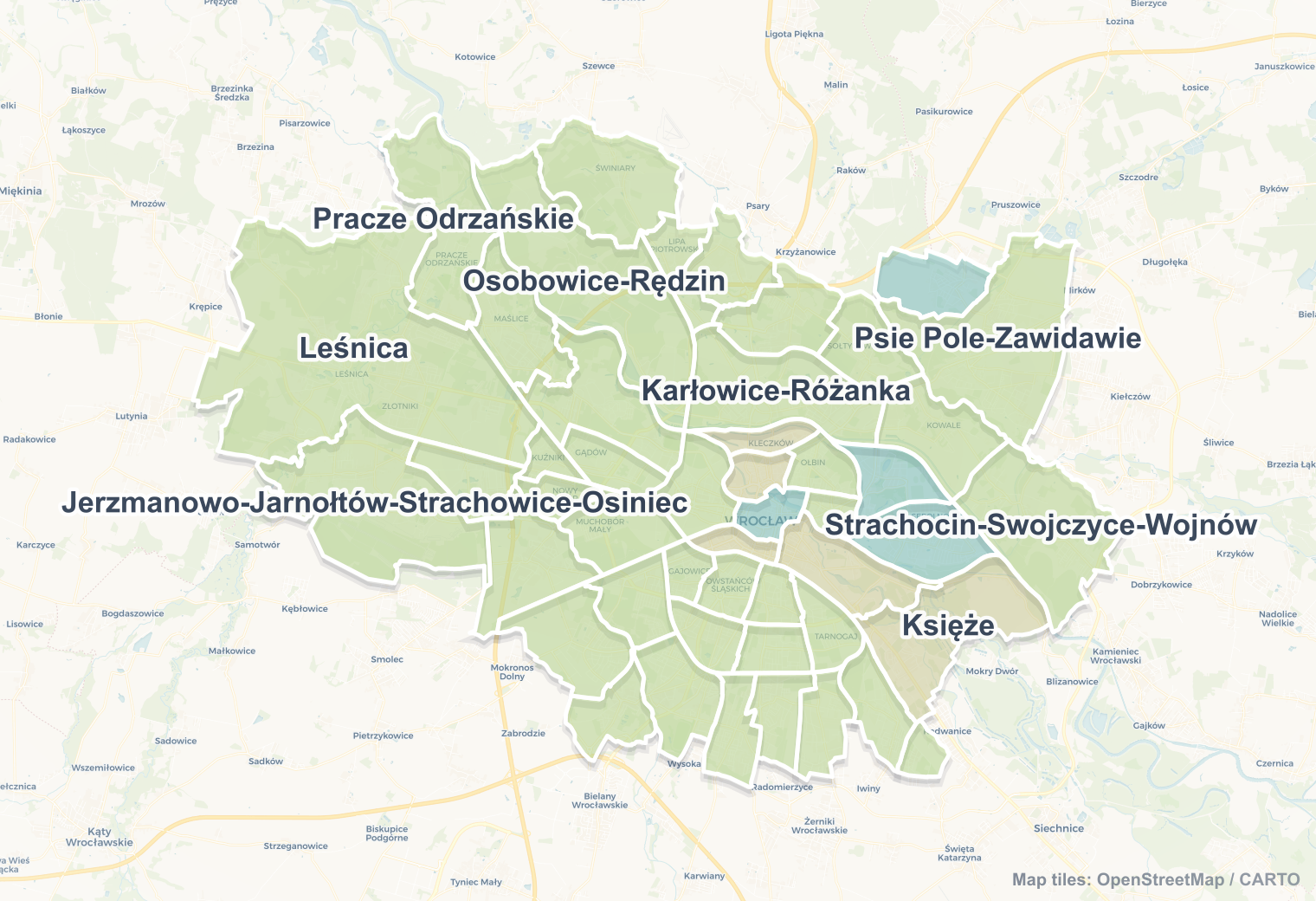 Wrocław safety map showing safe areas and districts to check before booking