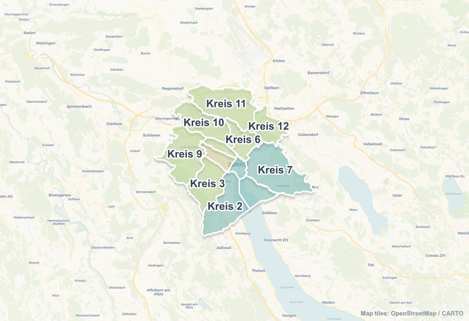 Zurich safety map showing safe areas and districts to check before booking